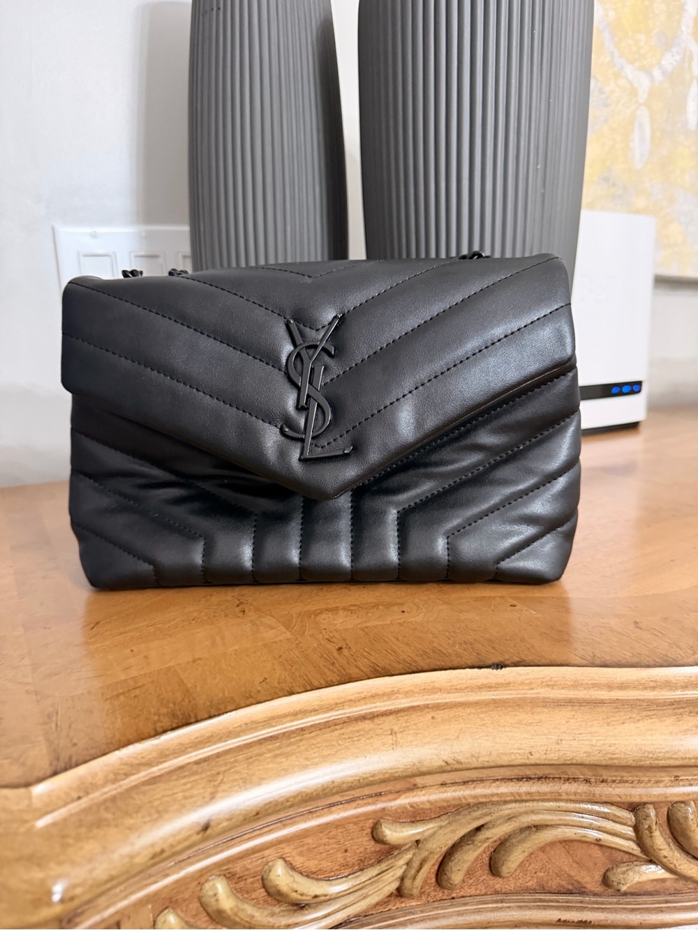 Saint Laurent Matte Black Quilted Leather Shoulder Bag